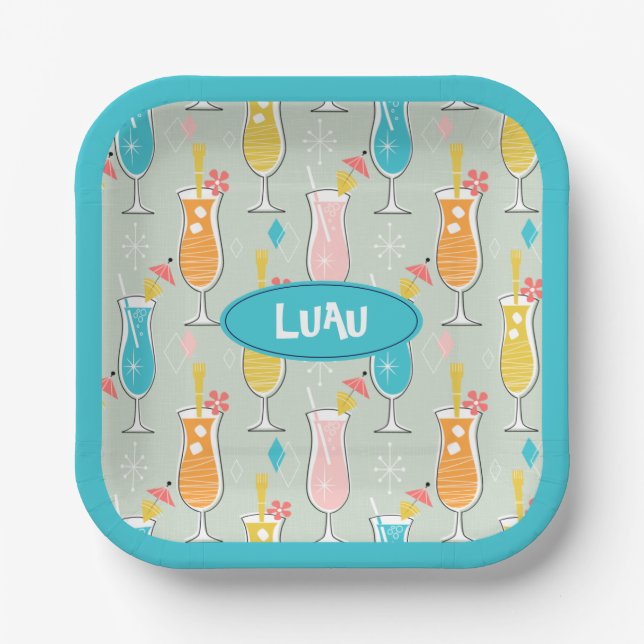 Fruity Tiki Beverages Paper Plate (Front)