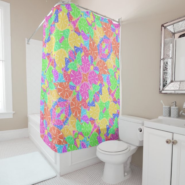 Fruity Tutti Colourful Fruit Slices Shower Curtain (In Situ)