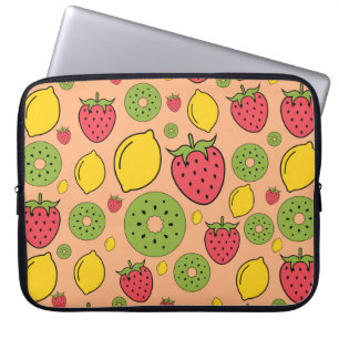 Fruity wallpaper: strawberries, lemons, kiwis. laptop sleeve