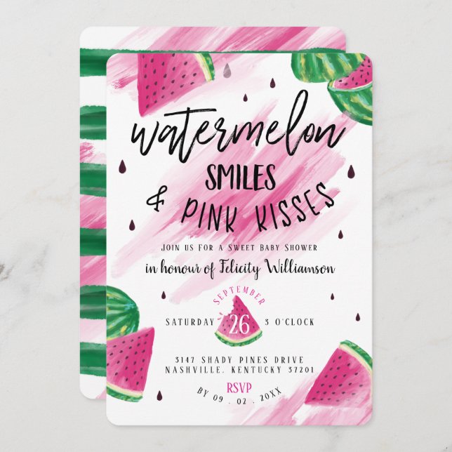 Fruity Watermelon | Girl Baby Shower Invitation (Front/Back)