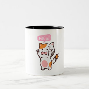 frustrated cute cat design buy now Two-Tone coffee mug