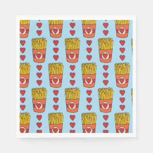 Fry Day I'm in Love   Punny Cartoon French Fries S Napkin
