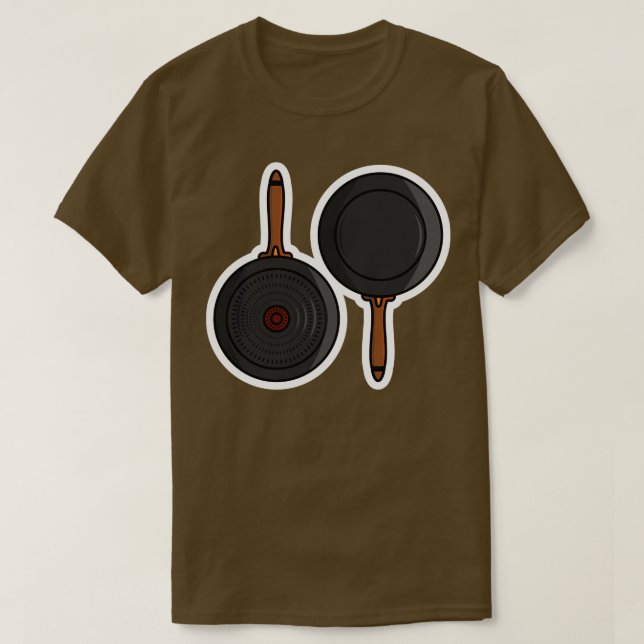 Fry Pan Front side and back side sticker design ve T-Shirt (Design Front)