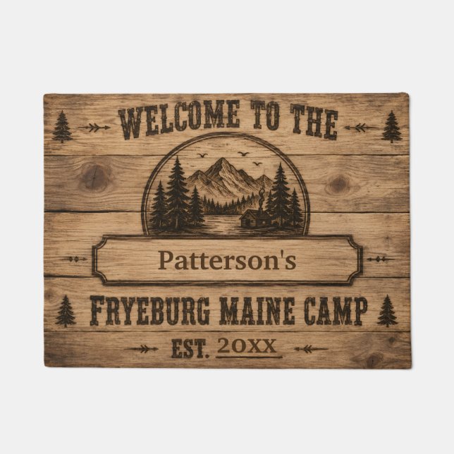 Fryeburg Maine Camp Personalised Doormat (Front)