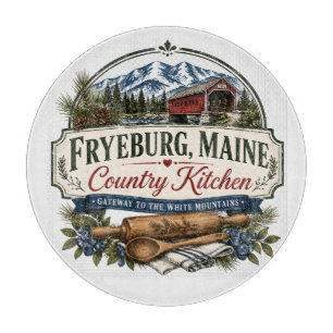 Fryeburg Maine Country Kitchen Decorative Glass Cutting Board
