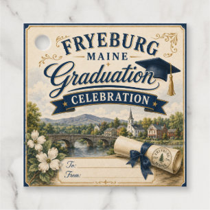 Fryeburg Maine Graduation Celebration Square Gift  Favour Tags
