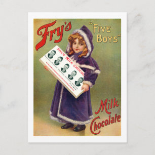Fry's Five Boys Milk Chocolate Vintage Poster Postcard