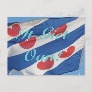 Fryslan Flag & Text It Giet Oan! Postcard