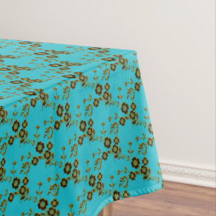 FS Style 1-AQUA-GOLD-52x70 COTTON TABLECLOTH
