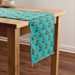 FS-Style 1-AQUA-GOLD-TABLE RUNNER 14x72in