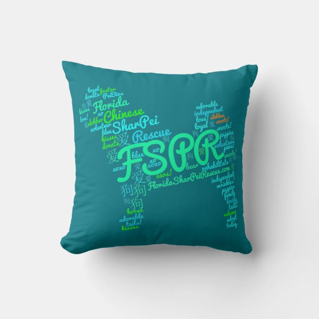 FSPR Word Cloud Throw Pillow 16" x 16" (Front)