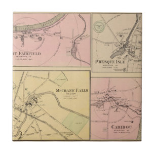 Ft Fairfield, Presque Isle, Caribou Map Ceramic Tile