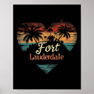 Ft. Fort Lauderdale - Heart Vintage Love Women Kid Poster