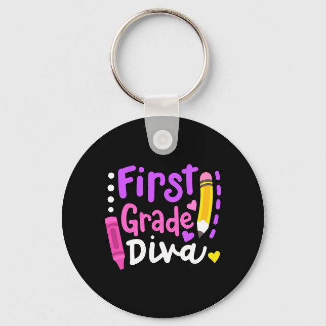 Ft Grade Diva Funny Welcome Back to School 1st Key Ring (Front)