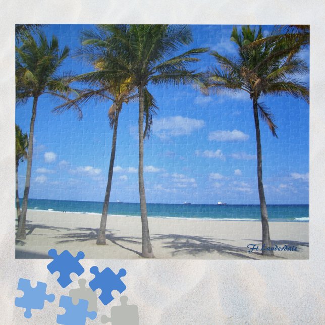 Ft Lauderdale Beach Florida Sand Palm Trees Ocean  Jigsaw Puzzle (Creator Uploaded)