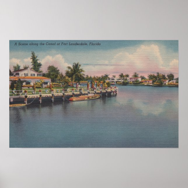 Ft. Lauderdale, Florida - Canal Scene Poster (Front)