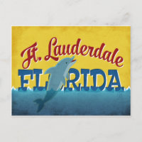 Ft Lauderdale Florida Dolphin Retro Vintage Travel