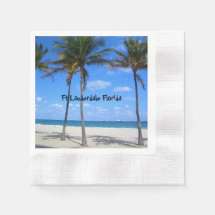Ft Lauderdale Florida Sand Beach & Palm Trees Napkin