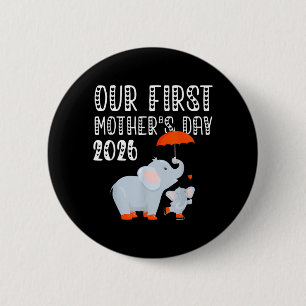 Ft Mothers Day 2026 Elephant Funny Mummy New Mum 6 Cm Round Badge