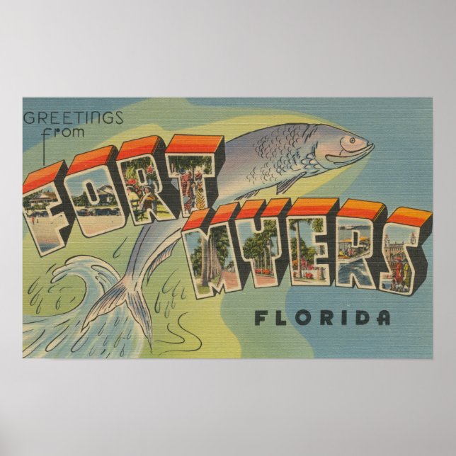 Ft. Myers, Florida - Large Letter Scenes Poster (Front)
