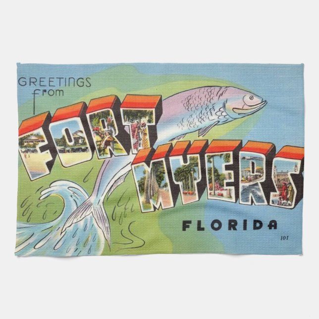  Ft. Myers Greeting Tea Towel (Horizontal)