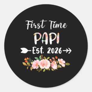 Ft Time Pa Est 2026 Floral Pregnancy Announcement Classic Round Sticker