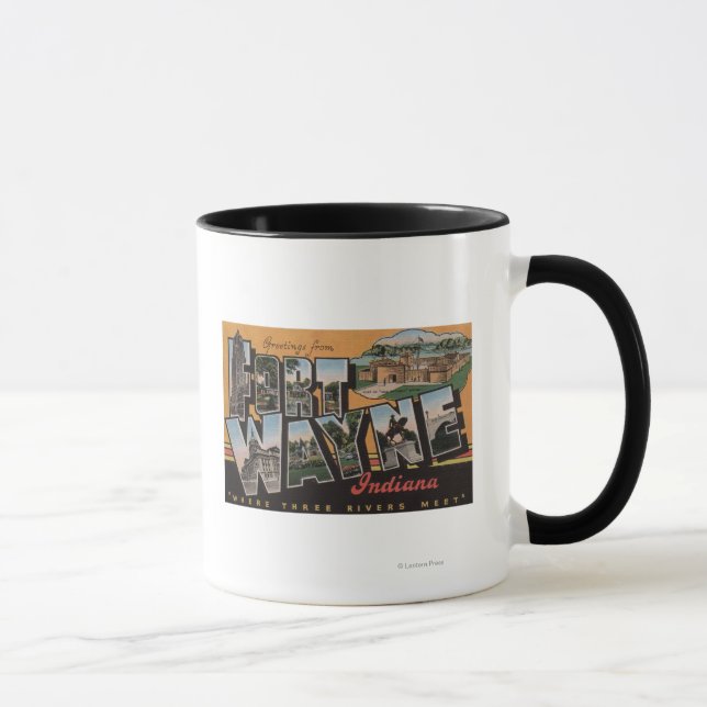 Ft. Wayne, Indiana - Large Letter Scenes Mug (Right)
