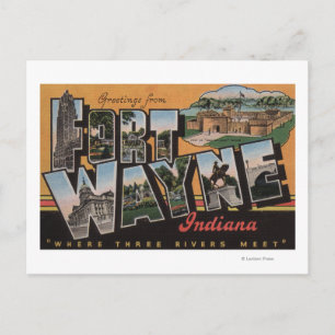 Ft. Wayne, Indiana - Large Letter Scenes Postcard