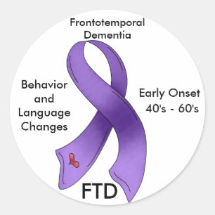 FTD, Frontotemporal Dementia Awareness Ribbon Classic Round Sticker