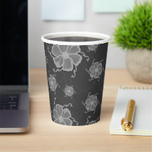 FTF Monochrome Paper Party Cups wLid in Dk Greys