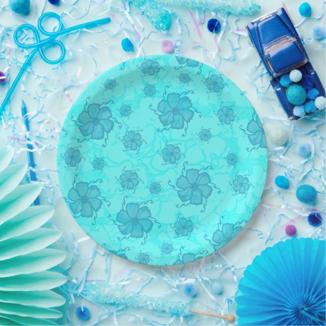FTF Monochrome Paper Party Plates in Teal (Party)