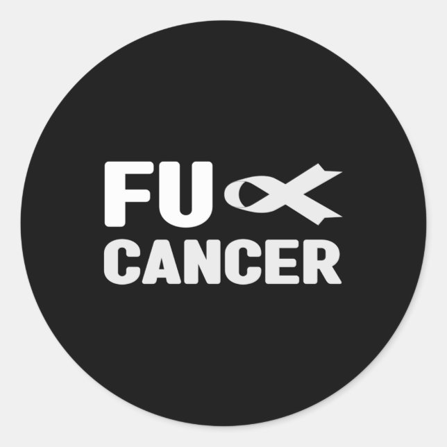 Fu Cancer T Shirt - White Ribbon, Fu Lung Cancer A Classic Round Sticker (Front)