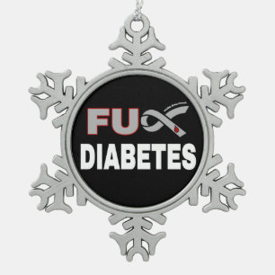 FU Diabetes Snowflake Pewter Christmas Ornament