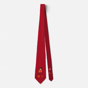 Fu - Good Luck sign in red Tie