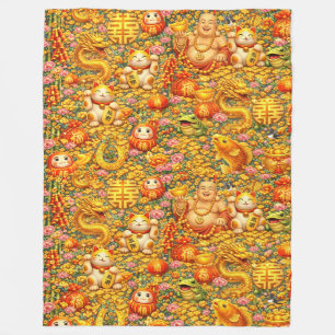 Fu Luck and Happiness 0046238 Fleece Blanket