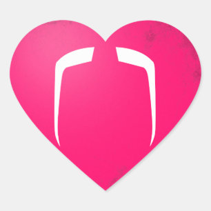 Fu Manchu Moustache Heart Sticker