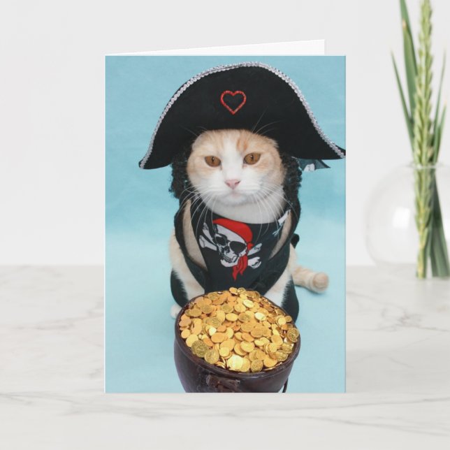 Fu[nny Pirate Kitty Valentine Holiday Card (Front)