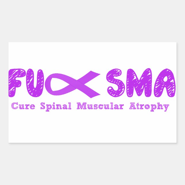 Fu SMA Awareness Ribbon Purple Rectangular Sticker (Front)