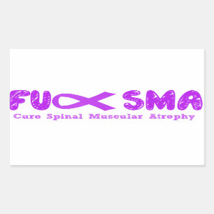 Fu SMA Awareness Ribbon Purple Rectangular Sticker