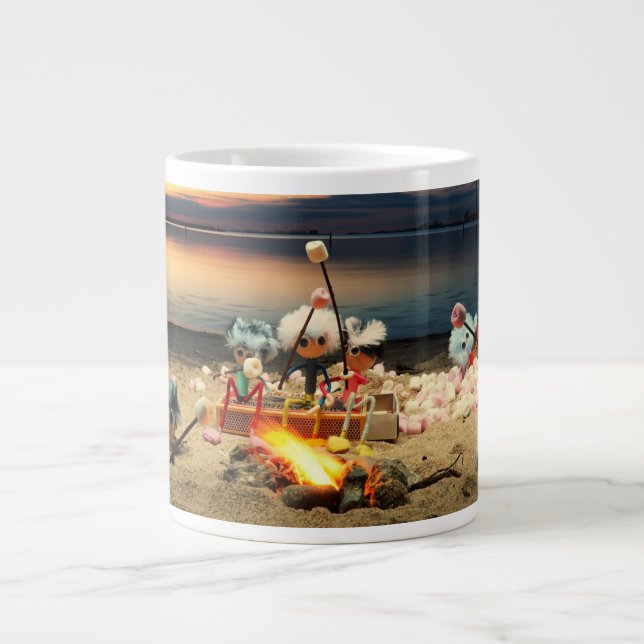 Fubbies at campfire with marchmello's. large coffee mug (Front)