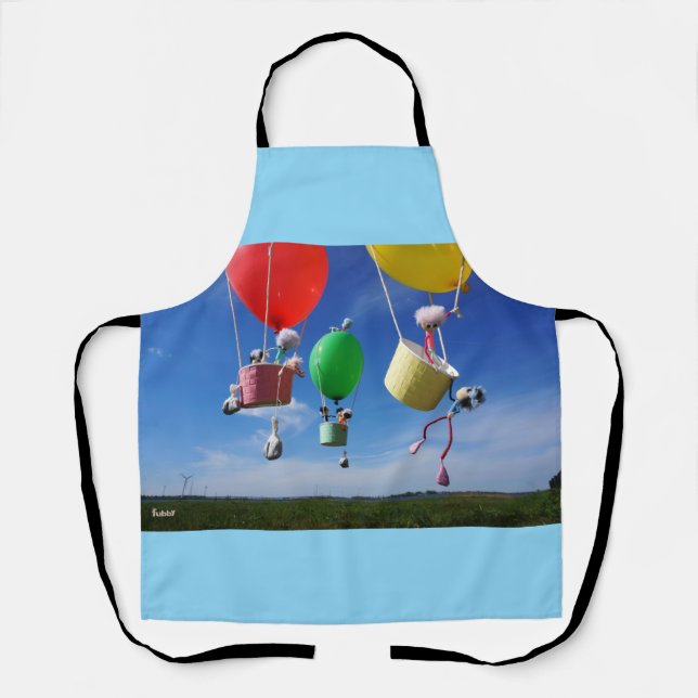 Fubbies in balloons that go on adventure. apron (Front)