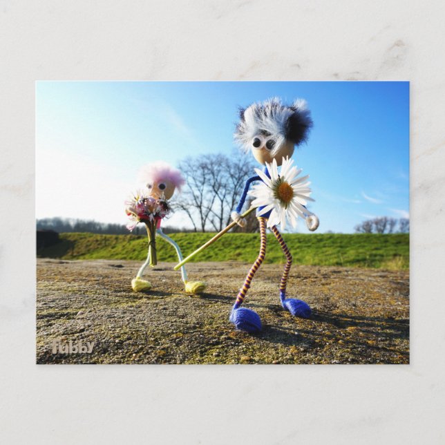 Fubbies in nature with daisy. postcard (Front)