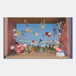 Fubbies in the Circus with all kinds of acts. Rectangular Sticker