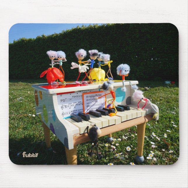 Fubbies on the piano making and dancing music. mouse pad (Front)