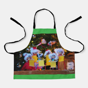 Fubby Christmas choir with humorous detail. Apron