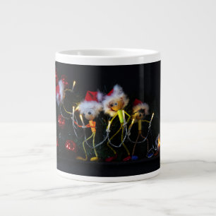 Fubby is hanging the Christmas lights in the Chris Large Coffee Mug