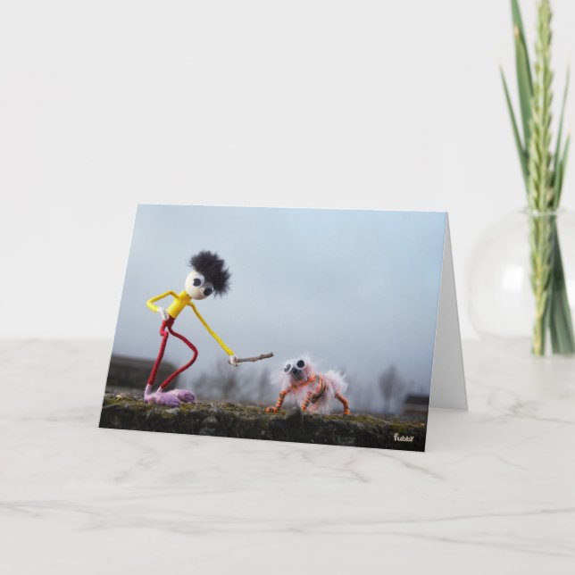 Fubby plays with animals outside. thank you card (Front)