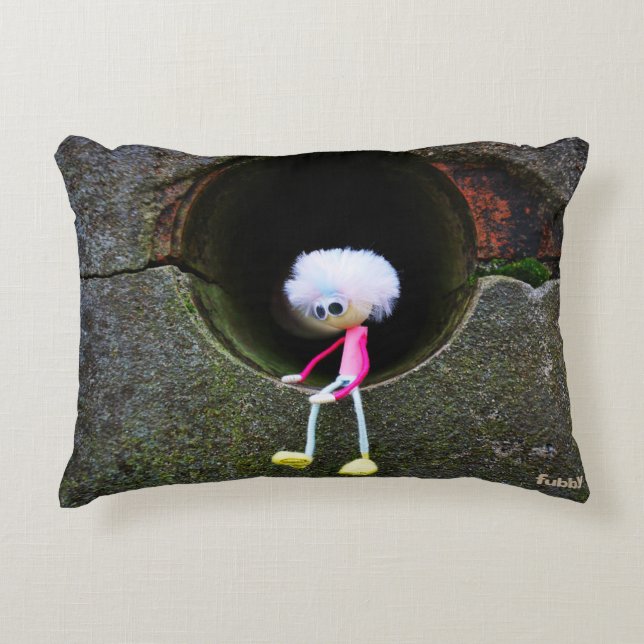 Fubby puppetry sitting in a wall. decorative cushion (Front)