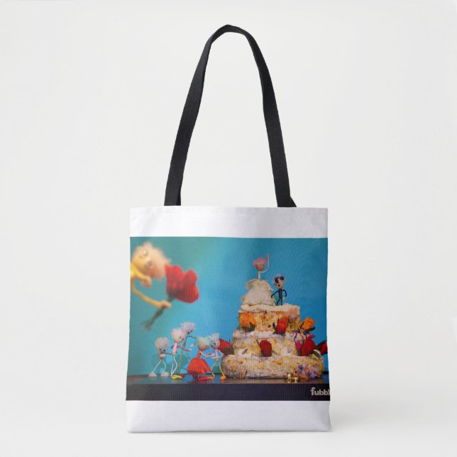 Fubby wedding with bouquet toss. tote bag (Front)