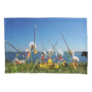 Fubby's active in the angling game. pillowcase